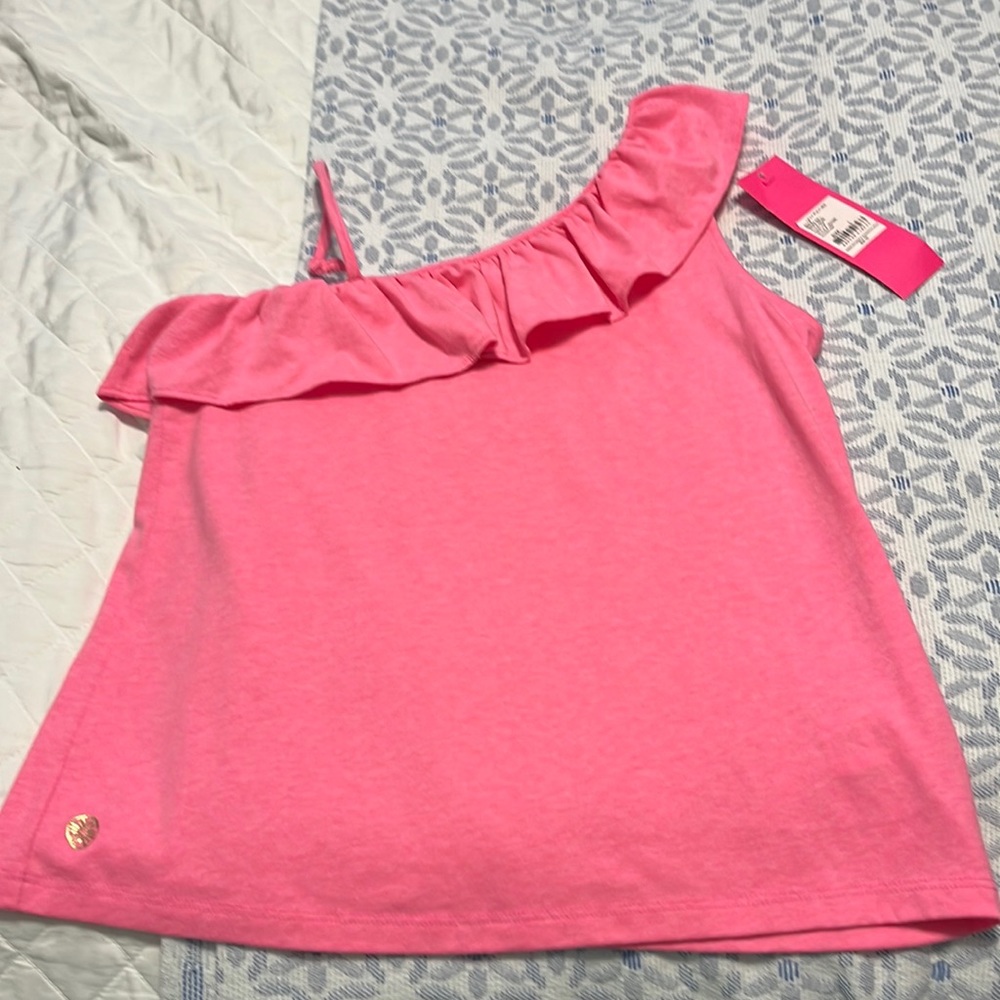 NWT -girls One shoulder ruffle top - Lilly Pulitzer- super soft - size 8/10